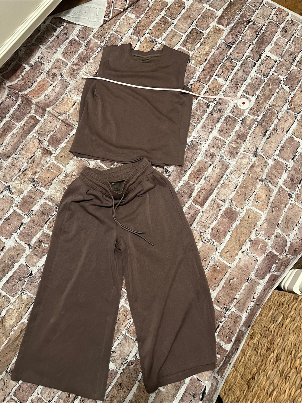 Danskin Brown Wide-Leg Lounge Pants with Matching Tank